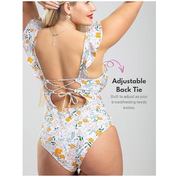 Maternity Nursing Swimsuit – Postpartum Swimsuit Tummy Control, Nursing Bathing - Picture 3 of 5